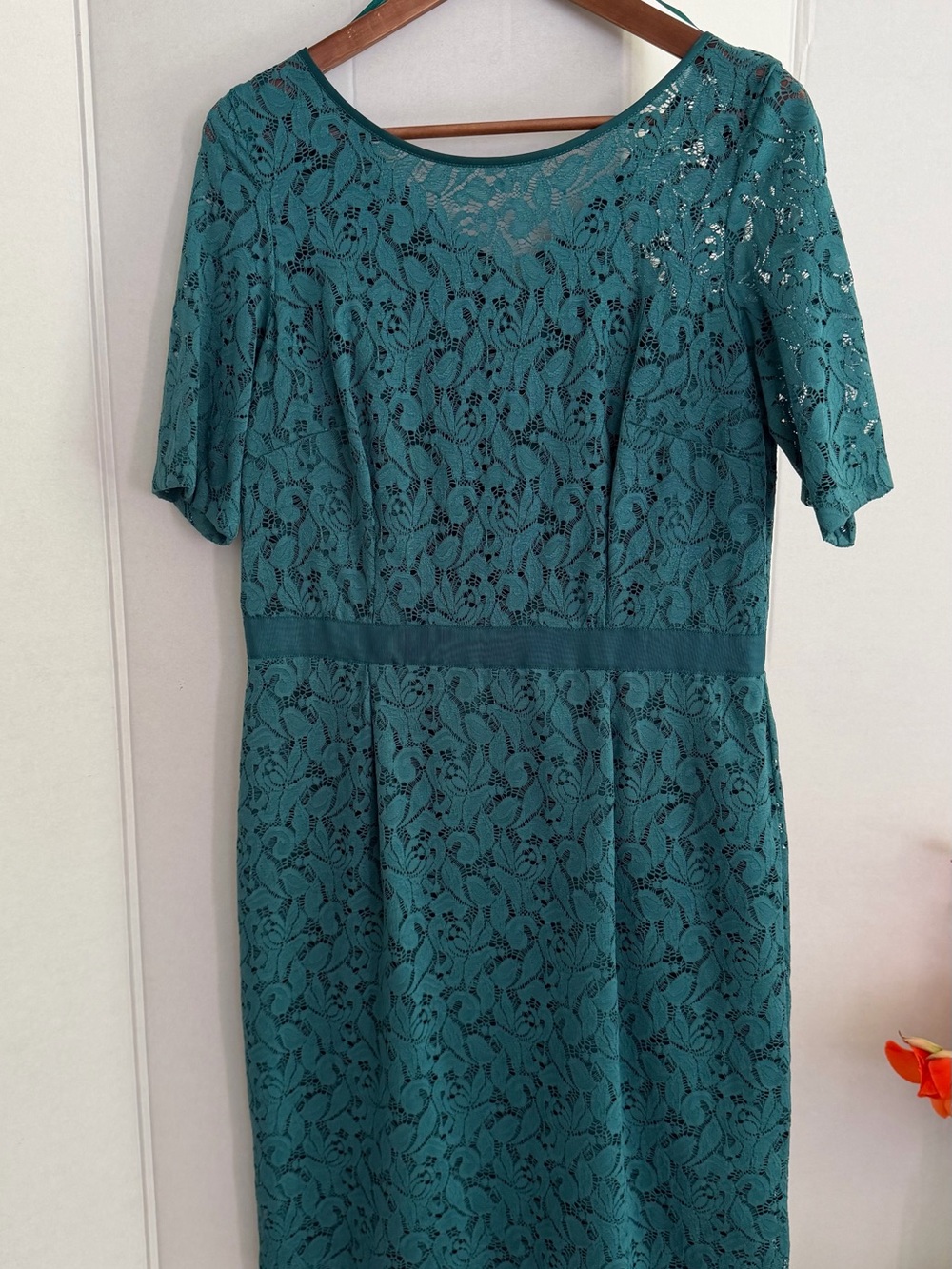 Danny & Nicole Teal Lace Midi Dress